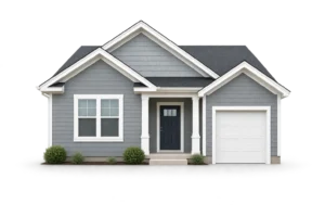 Gray suburban home with single-car garage for home insurance