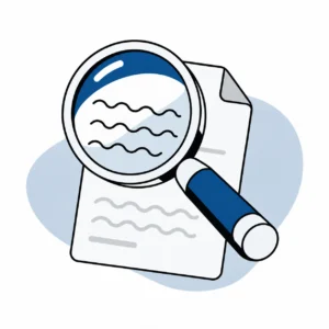 Insurance glossary with magnifying glass reviewing policy terms and definitions