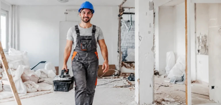 Contractor at a renovation site for commercial general liability insurance